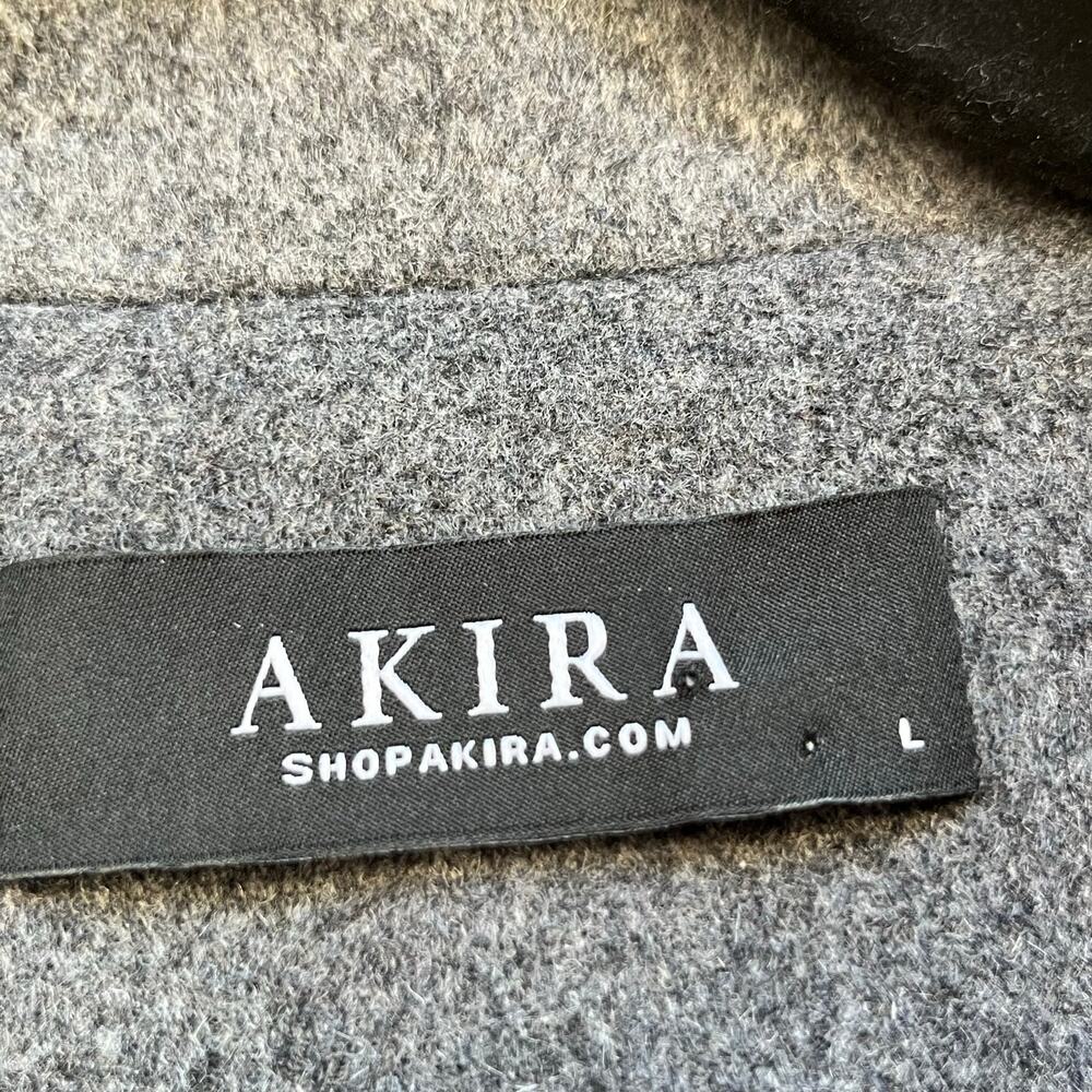 AKIRA PIPING BALLOON SLEEVE TRENCH COAT Sz L - Picture 6 of 10